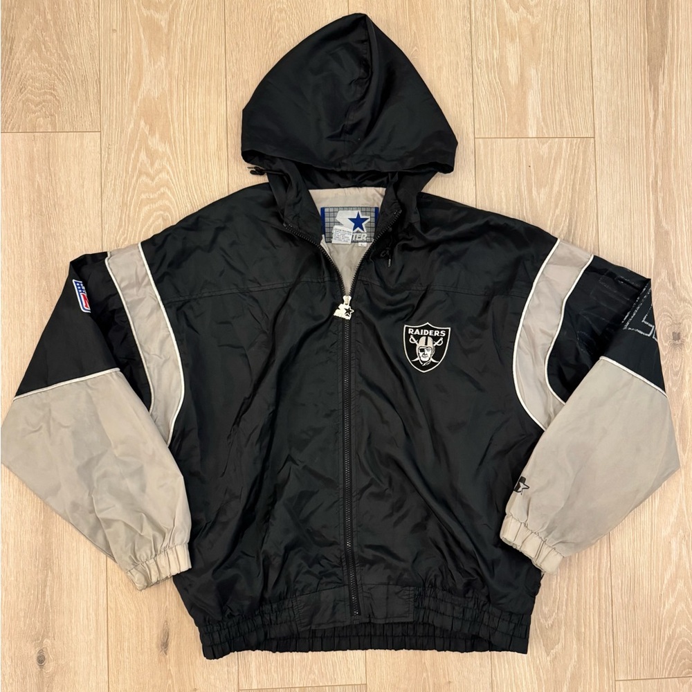 90s Starter Raiders Hooded Windbreaker –‎ L – Vintage NFL